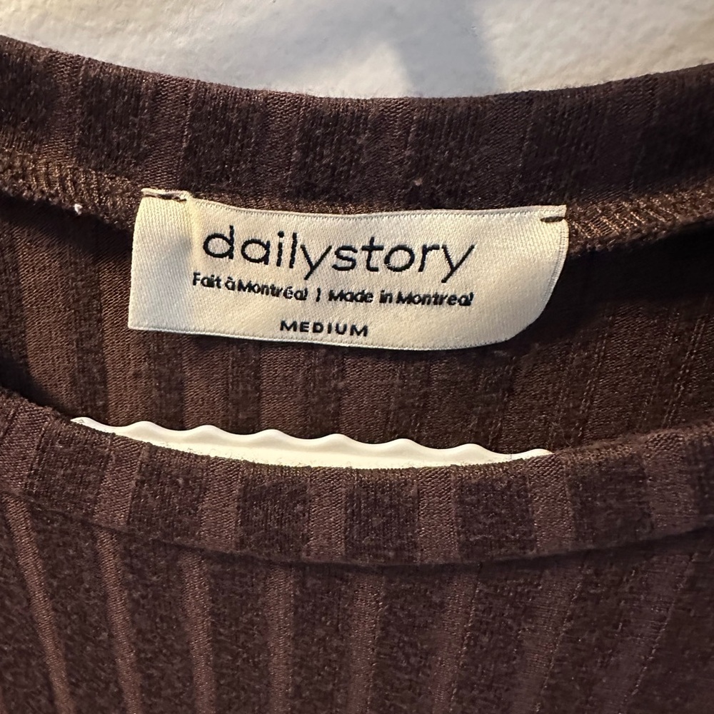 Brown Ribbed Asymmetrical Top - Picture 2 of 4